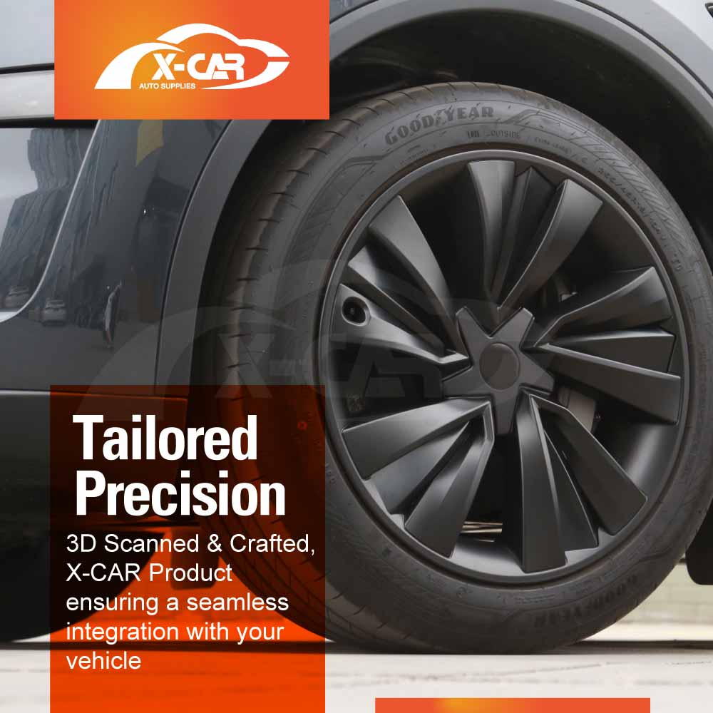 Tesla Model Y Juniper 2025-Onwards Wheel Protector Cover Caps 19 Inch Turbine Hubcap Hub Cap Matt Black Set of 4