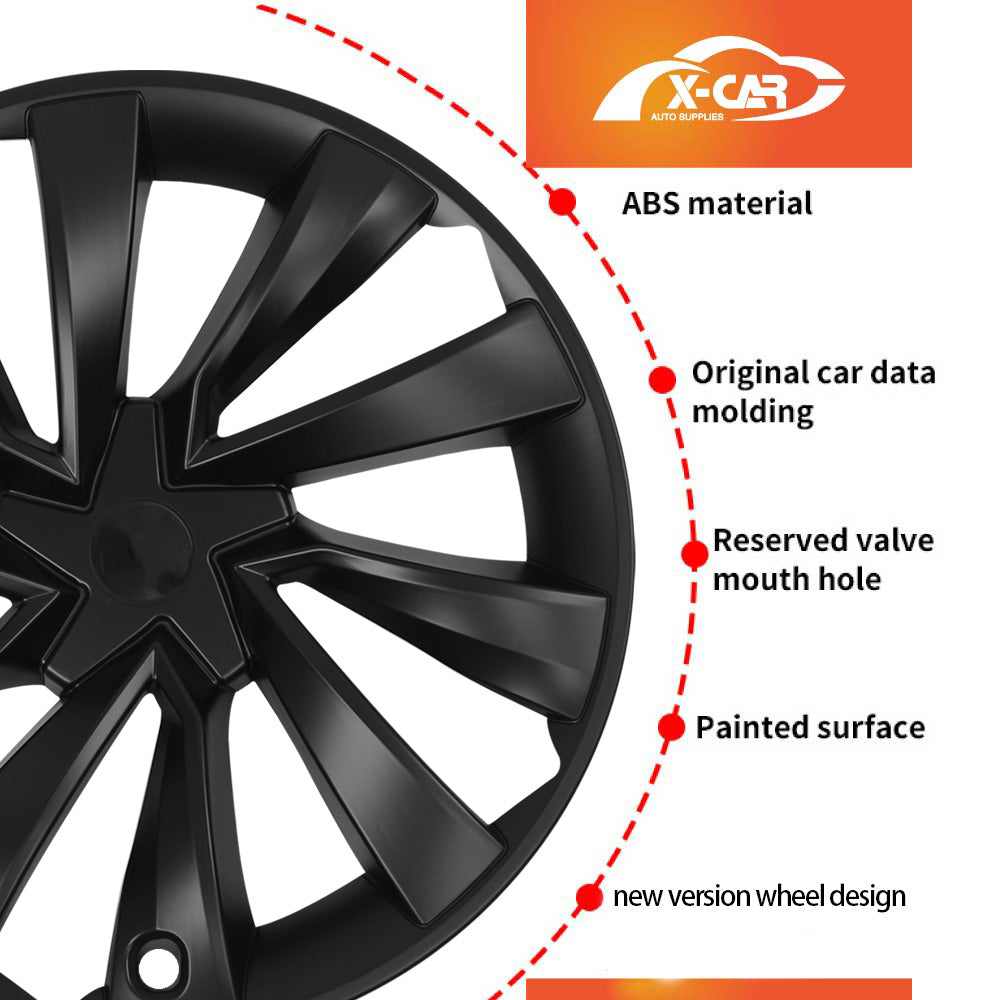 Tesla Model Y Juniper 2025-Onwards Wheel Protector Cover Caps 19 Inch Turbine Hubcap Hub Cap Matt Black Set of 4