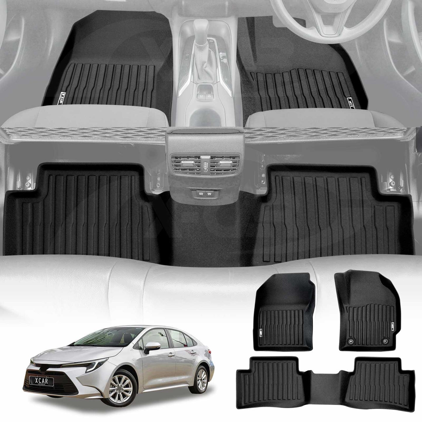 3D Floor Mats for Toyota Corolla Sedan 2019-Onwards Heavy Duty All Weather Car Mats Carpet Liner Set