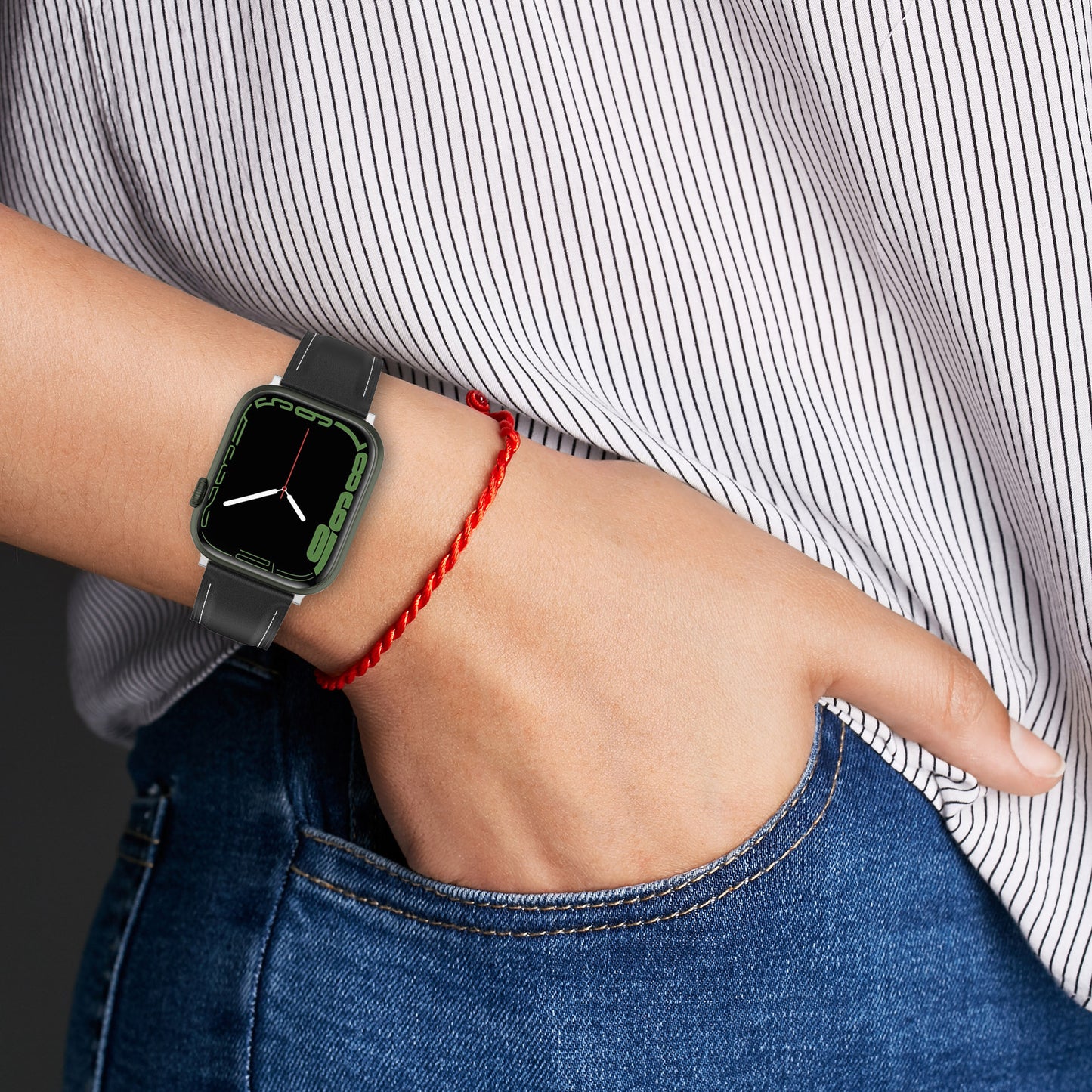 Leather Soft Band Replacement Strap For Apple Watch Series 7 6 5 4 3 2 1 SE Sport 42mm 44mm 45mm Black