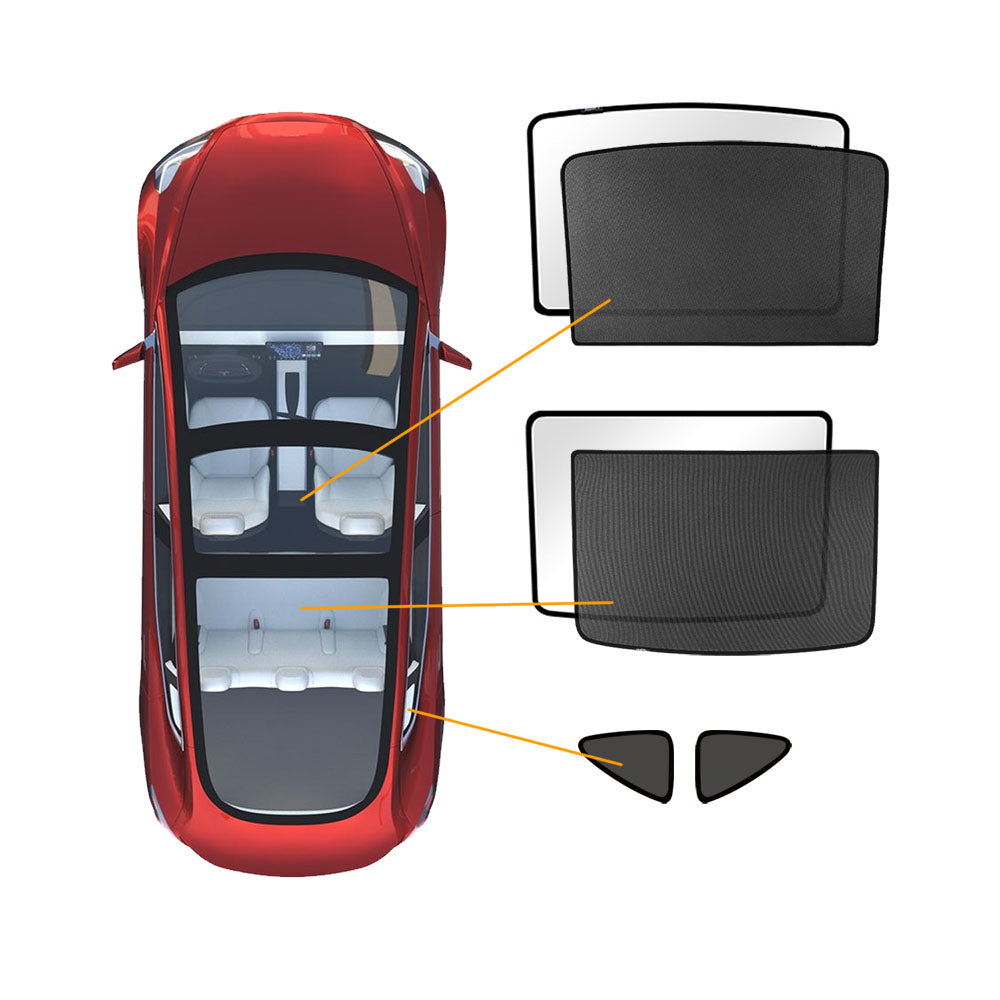 Tesla Model Y Glass Roof Sunroof Mesh Top Window Sun Blind Shade Sunshade with UV Heat Insulation Film and Port Window Shade Black Color