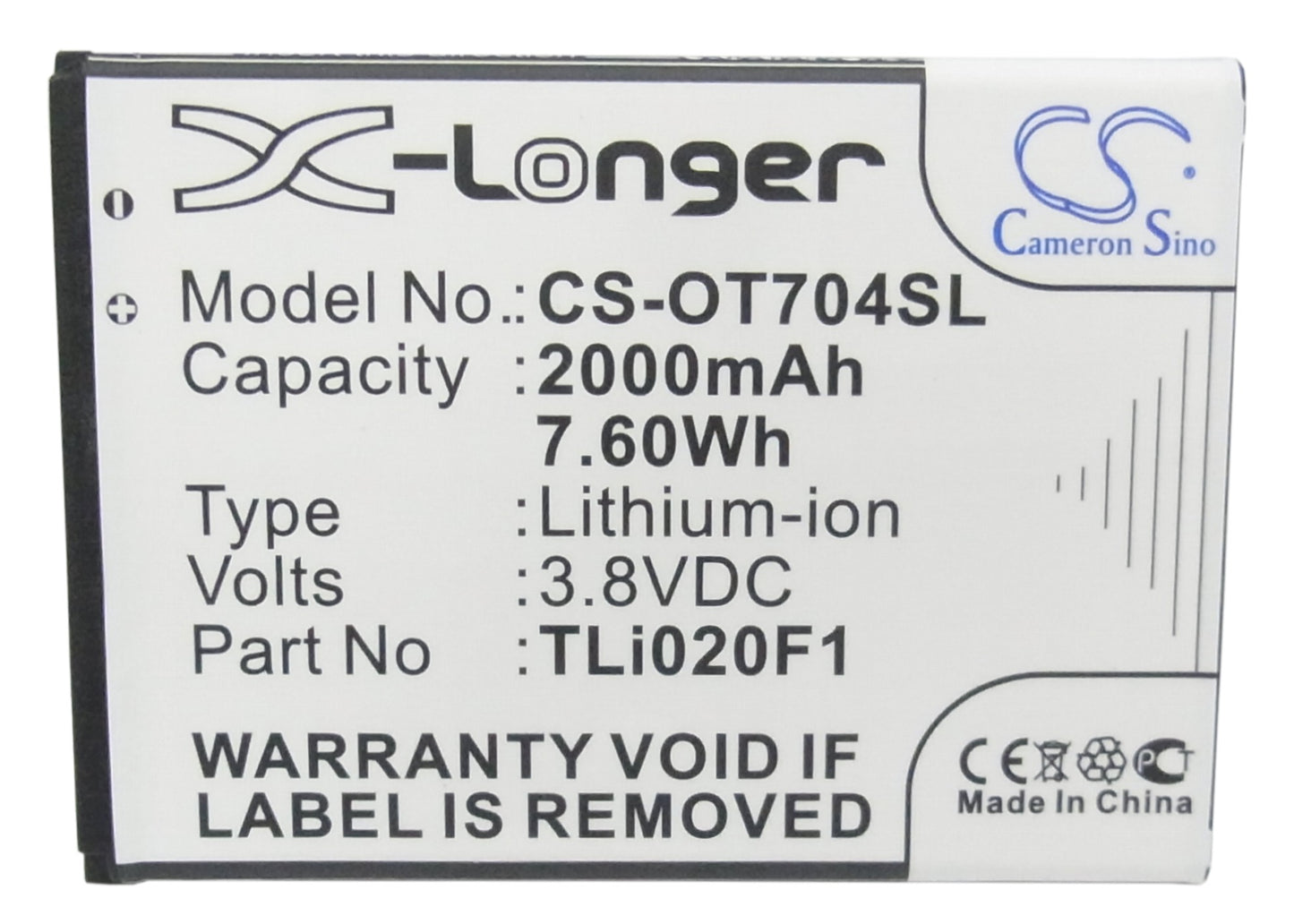 Replacement TLi018B2 TLi019B1 TLi019B2 TLi020F1 TLi020F2 TLi020G1 Battery for Optus X Spirit/Alcatel/TCL/Vodafone Phones