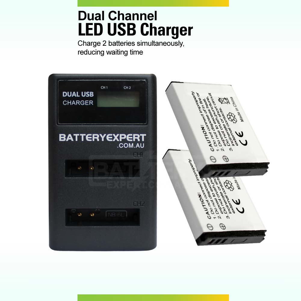 USB Battery Dual Charger for Canon NB-6L NB-6LH IXUS 105 107 200 210 300 310 85 95 IS PowerShot SX240 SX270 SX500 SX600 SX700 HS Camera