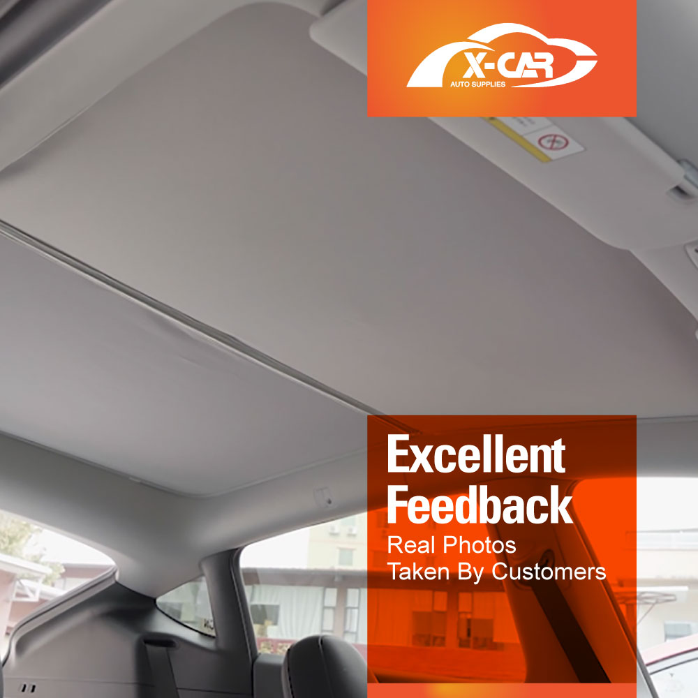Tesla Model Y Glass Roof Sunroof Mesh Top Window Sun Blind Shade Sunshade with UV Heat Insulation Film and Port Window Shade Black Color