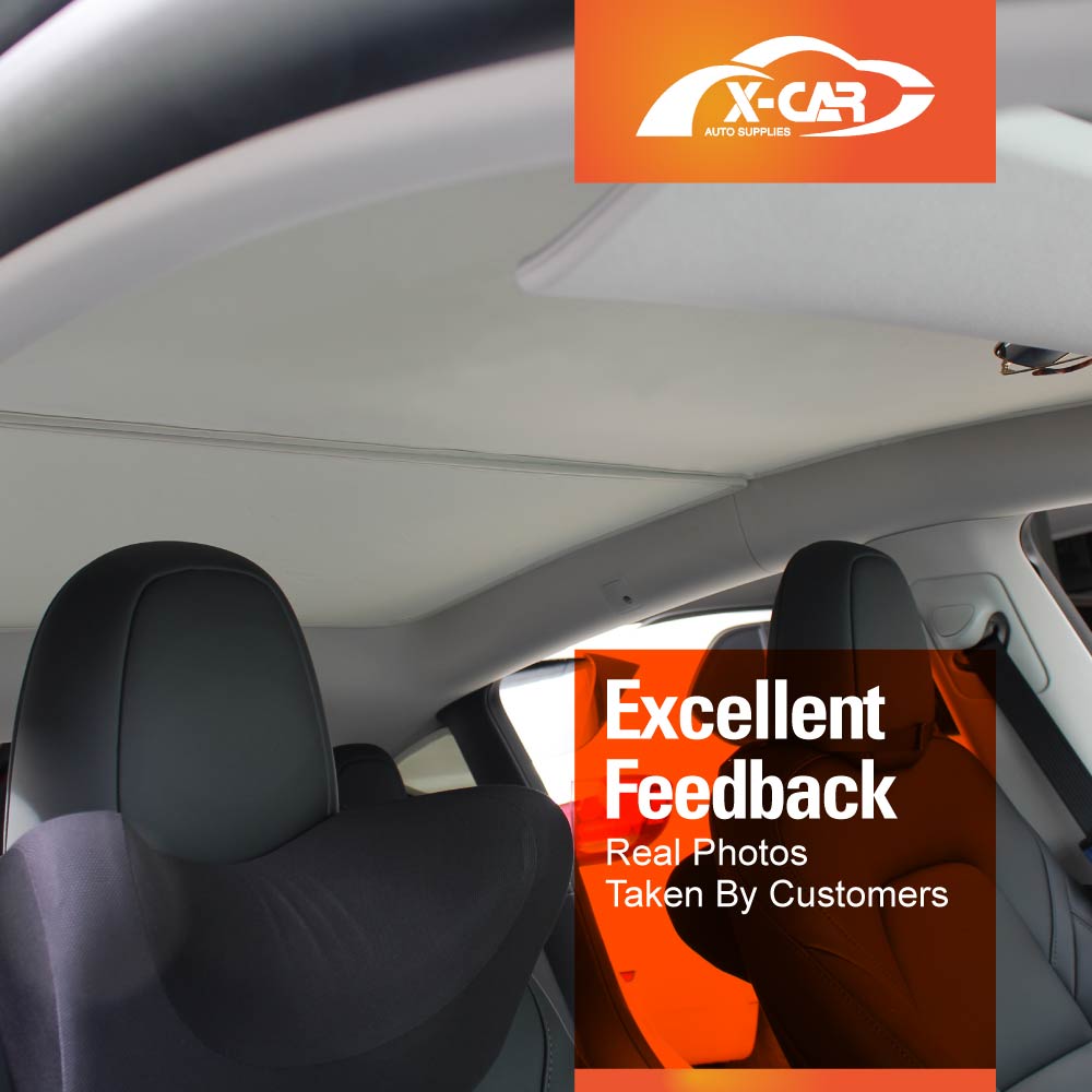 Tesla Model Y Glass Roof Sunroof Mesh Top Window Sun Blind Shade Sunshade with UV Heat Insulation Film and Port Window Shade Cream White Color