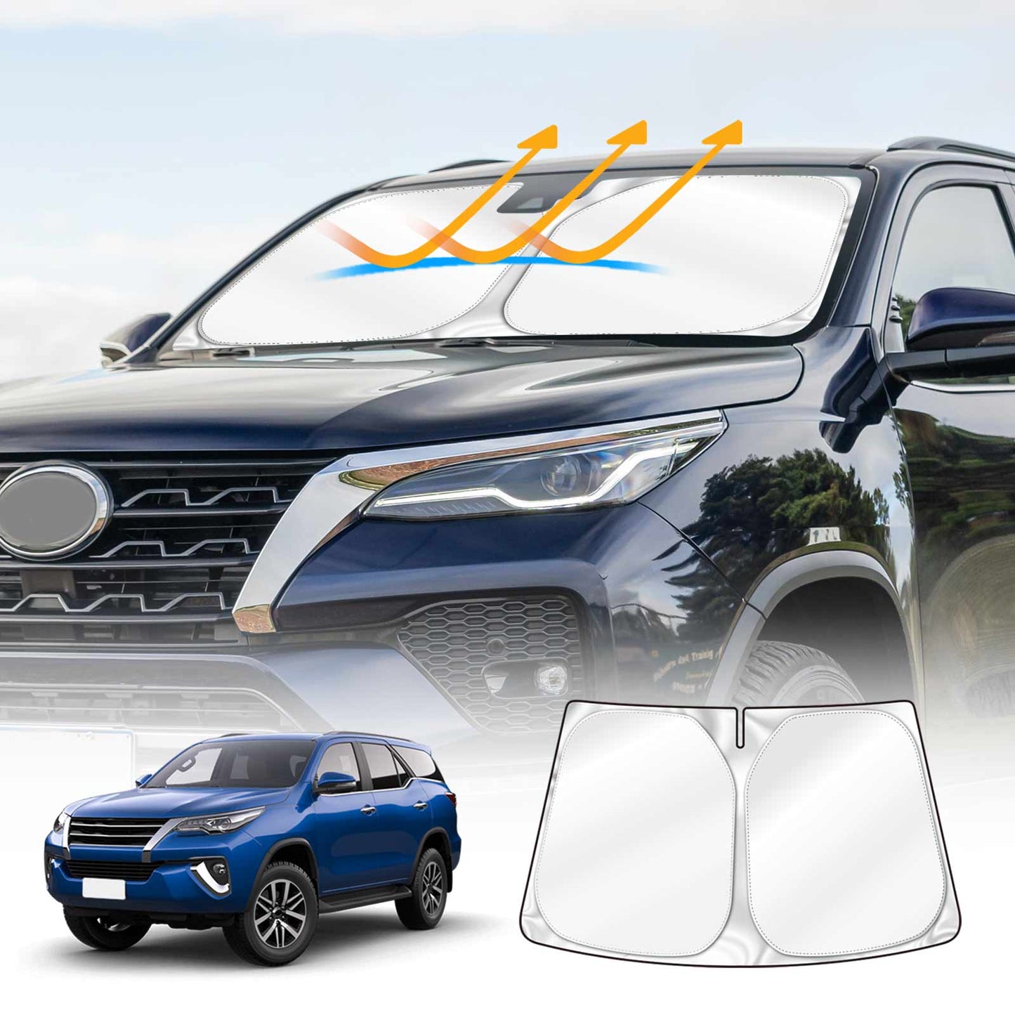 WindScreen Sun Shade for Toyota Fortuner 2015-2025 Blocks UV Rays Foldable Custom Wind Screen Sun Visor Protector