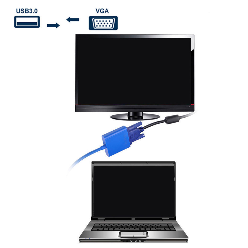 USB 3.0 to VGA Multi Display Adapter External Video Card Cable For Window XP/7/8/Vista