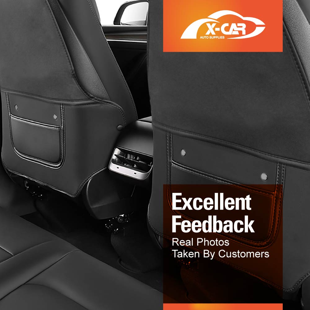 Tesla Model 3 Highland 2023-2025 Car Seat Back Protectors Kick Mats Cover Black Set of 2