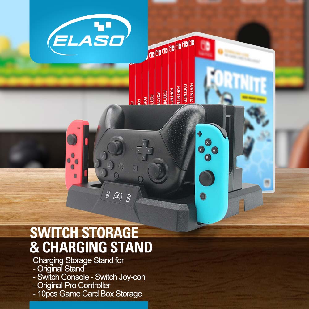 Charger Charging Dock Game Holder Stand Base for Nintendo Switch & OLED Console Joy-Con Controllers Switch Pro Controllers