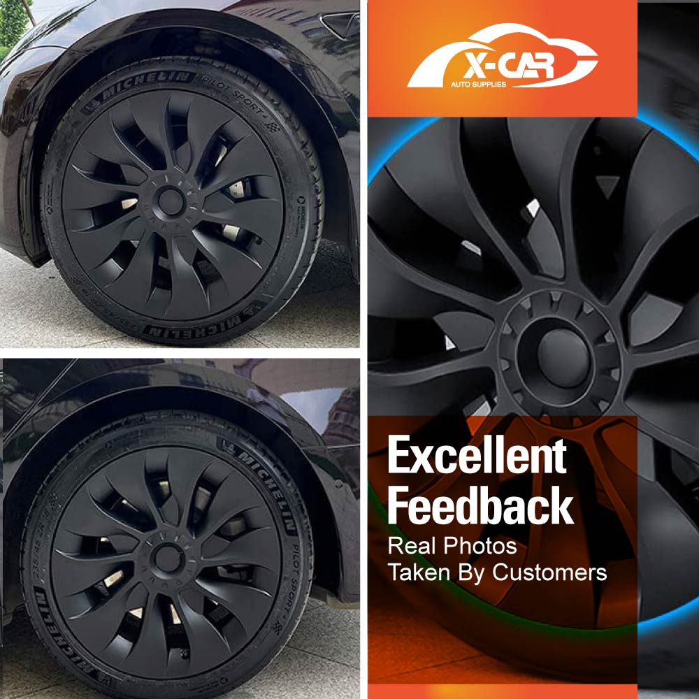 Tesla Model 3 Wheel Protector Cover Caps 18 Inch Rim Hubcap Hub Cap Matt Black Set of 4