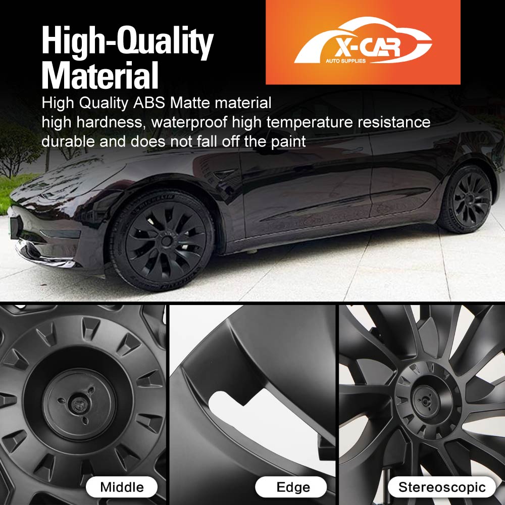 Tesla Model 3 Wheel Protector Cover Caps 18 Inch Rim Hubcap Hub Cap Matt Black Set of 4