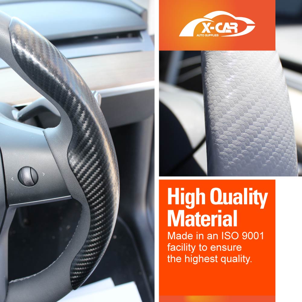 Tesla Model 3 2017-2023 and Model Y 2021-2025 Custom-Fit Steering Wheel Cover Alcantara Plush Black