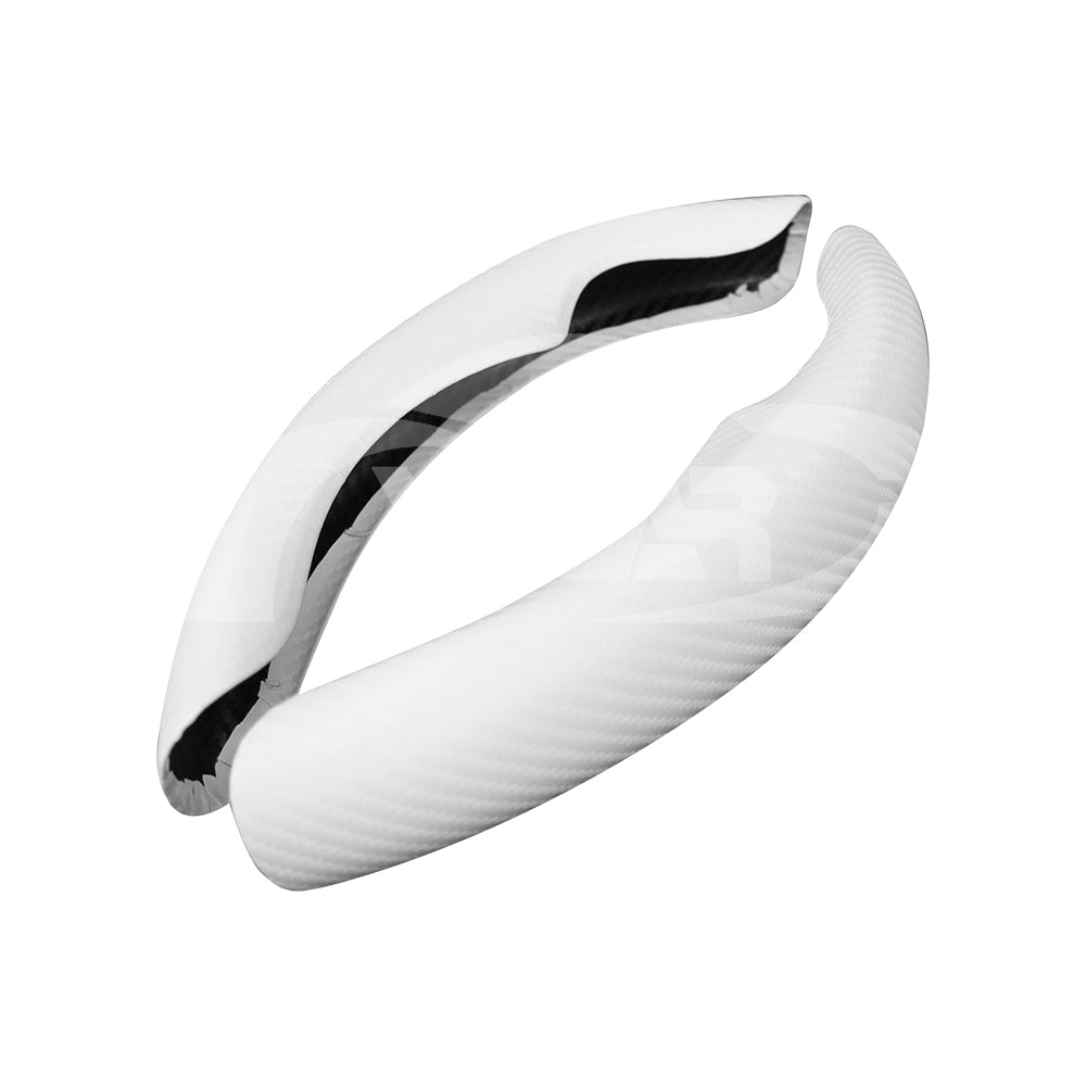 Tesla Model 3 2017-2023 and Model Y 2021-2025 Custom-Fit Steering Wheel Cover Carbon Fiber Pattern White