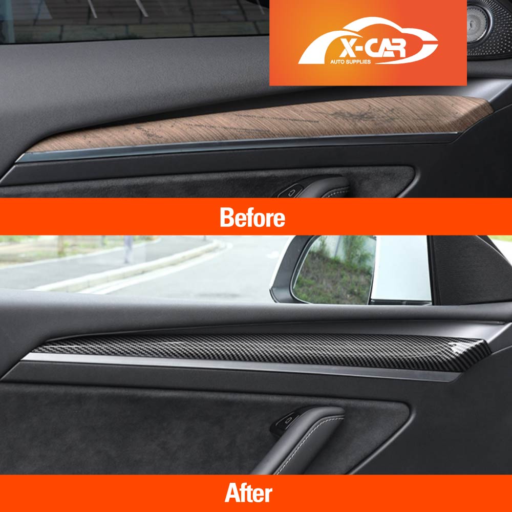 Tesla Model 3 2021-2023 and Model Y 2021-2025 Inner Front Door Cover Carbon Fiber Style Interior Accessories