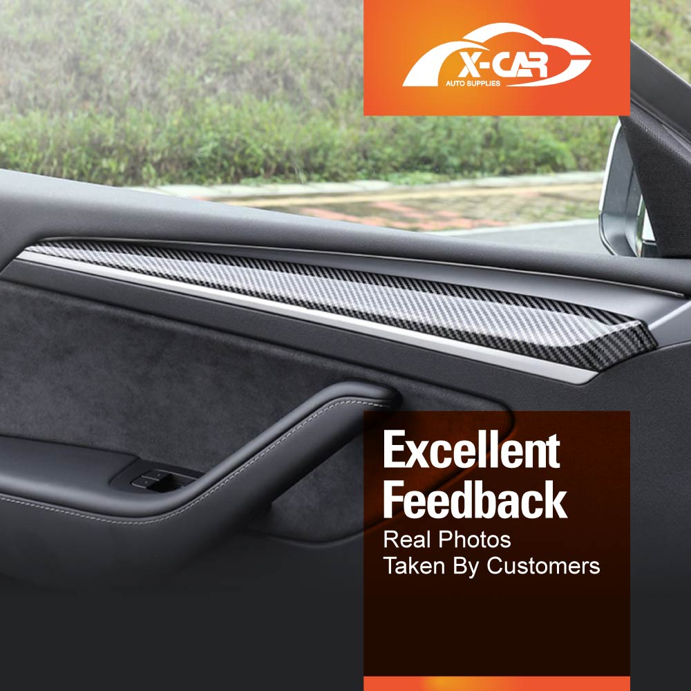 Tesla Model 3 2021-2023 and Model Y 2021-2025 Inner Front Door Cover Carbon Fiber Style Interior Accessories
