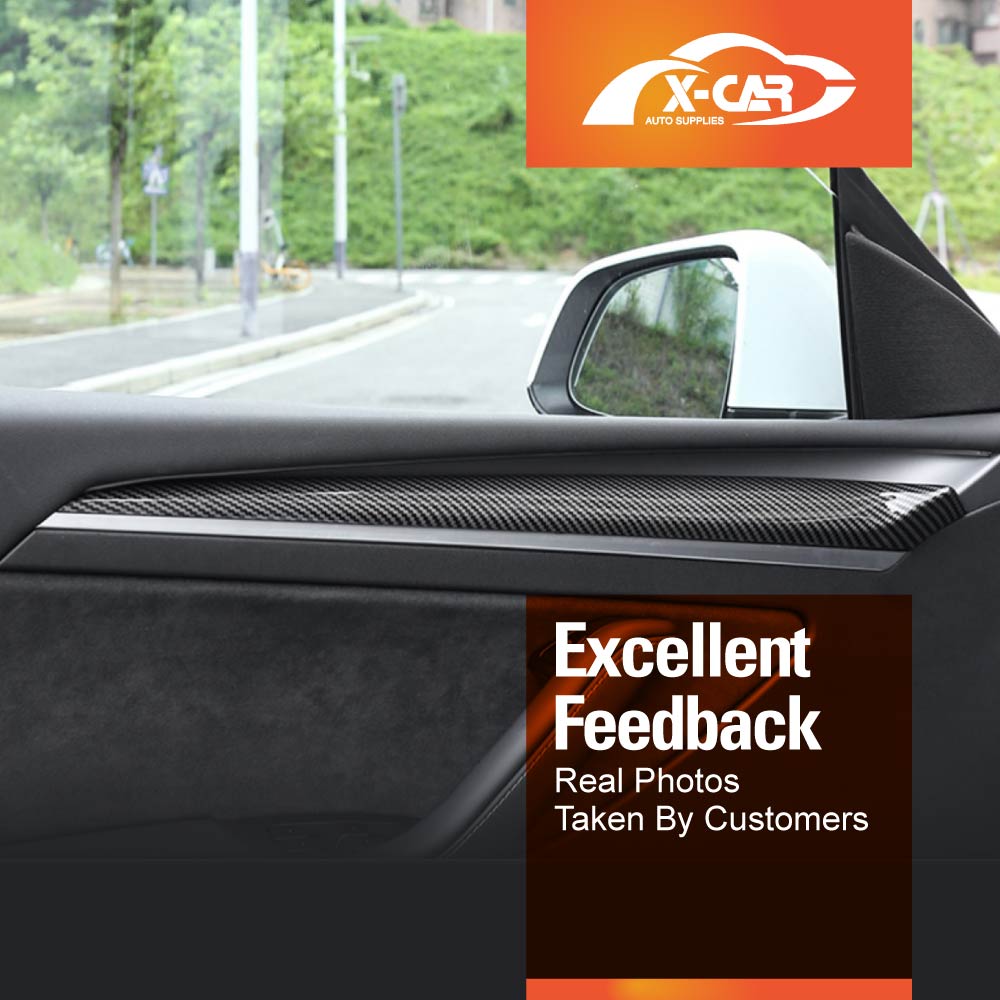 Tesla Model 3 2021-2023 and Model Y 2021-2025 Inner Front Door Cover Carbon Fiber Style Interior Accessories