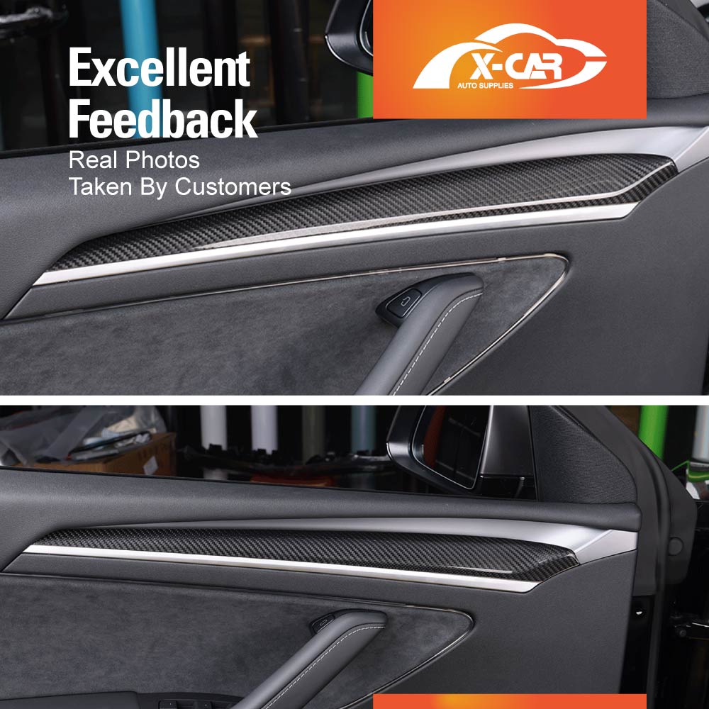 Tesla Model 3 2021-2023 and Model Y 2021-2025 Inner Front Door Cover Carbon Fiber Style Interior Accessories
