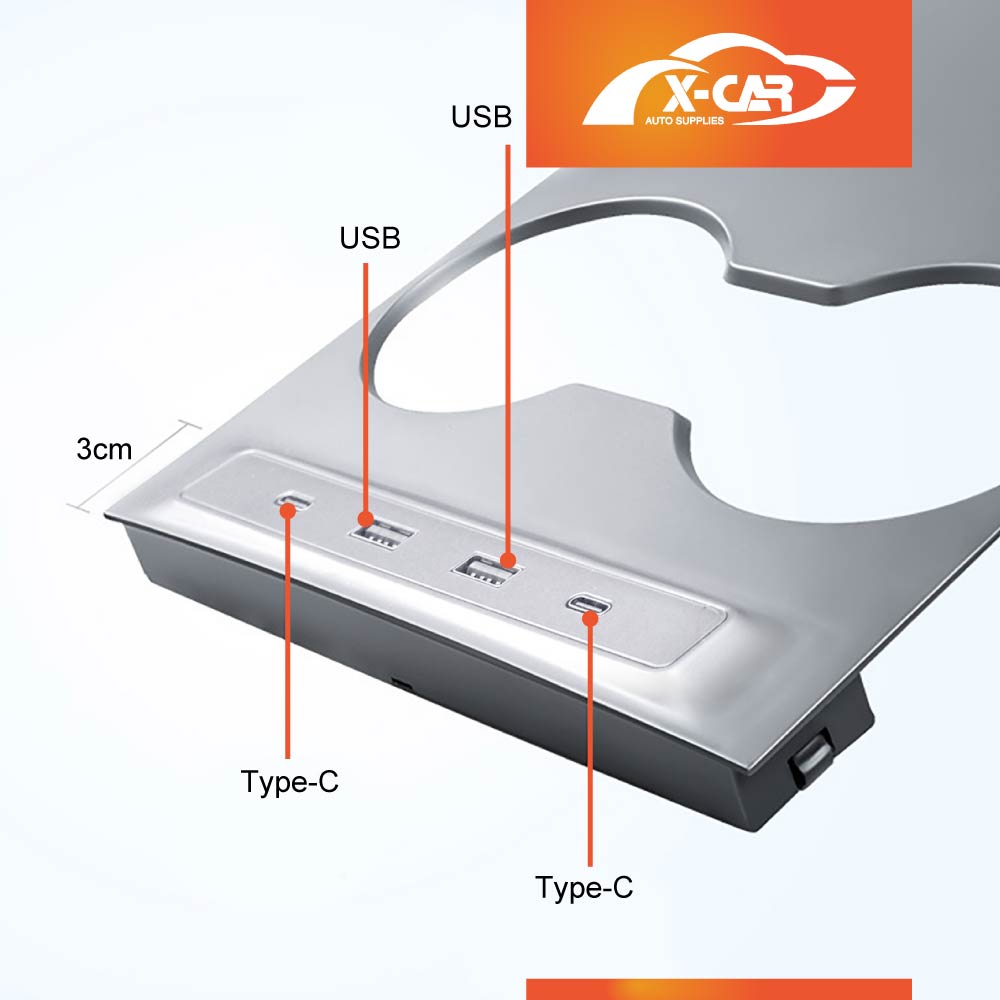 Tesla Model 3 2017-2023 and Model Y 2021-2025 USB Hub with Cover Type-C Fast Charging Adapter USB-C Docking Station Accessories