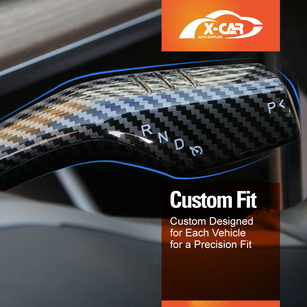 Tesla Model 3 2017-2023 and Model Y 2021-2025 Full Coverage Gear Shift and Steering Lever Cover Interior Carbon Fibre Style