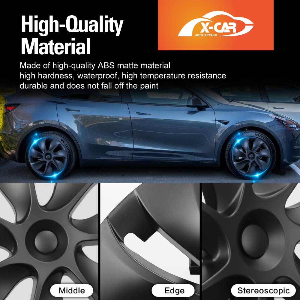 Tesla Model Y 2022- 2025 Wheel Protector Cover Caps 19 Inch Rim Hubcap Hub Cap Matt Black (Set of 4)
