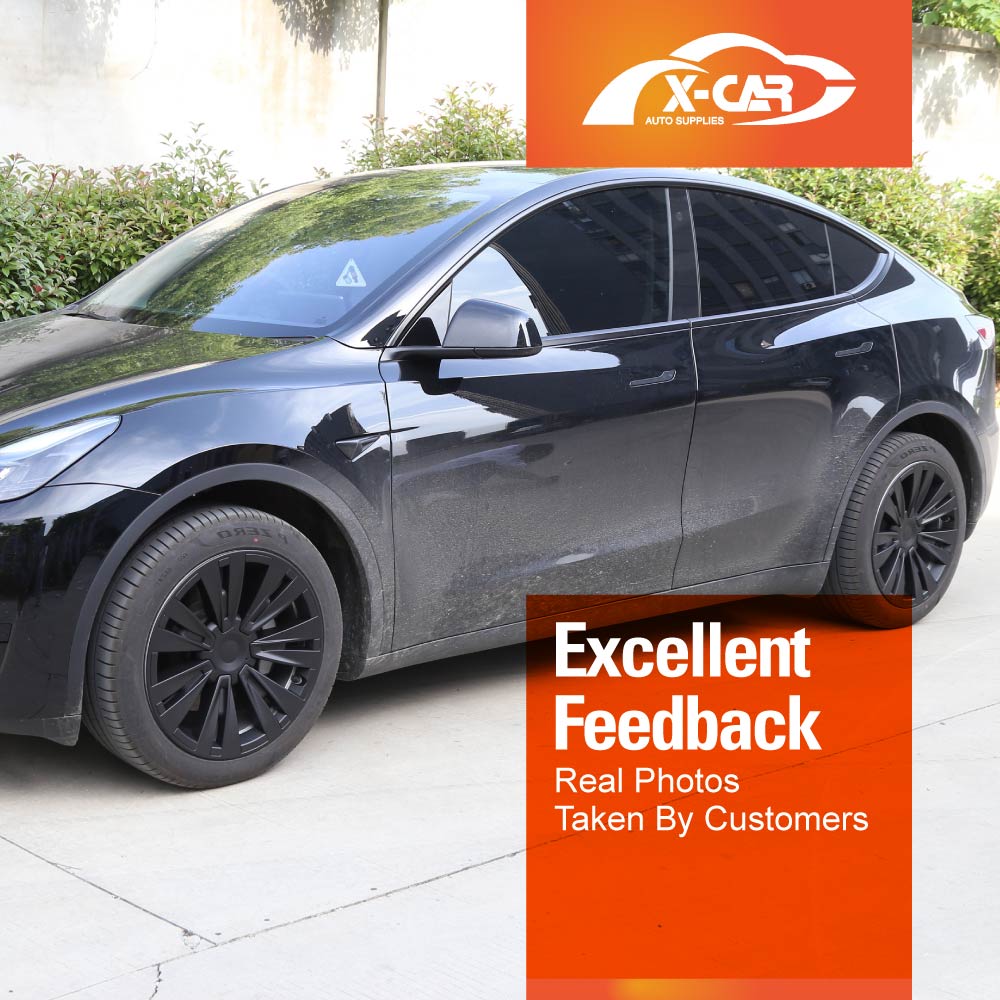 Tesla Model Y 2022-2025 Wheel Protector Cover Hub Caps 19 Inch Rim Hubcap X Plaid Matt Black Exterior Accessories (Set of 4)