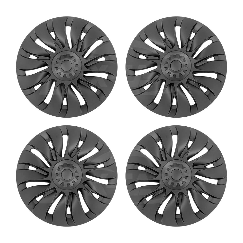 Tesla Model Y 2022-2025 Wheel Protector Cover Hub Caps 19 Inch Rim TURBINE-S Matt Black Exterior Accessories (Set of 4)
