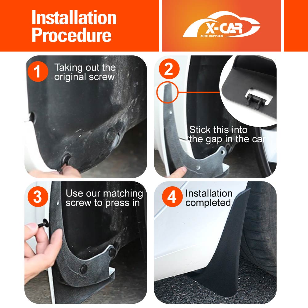 Tesla Model Y 2022-2025 Mud Flaps Splash Guards Mudguard Fender Front and Rear Set of 4 - Medium Edge PP Version