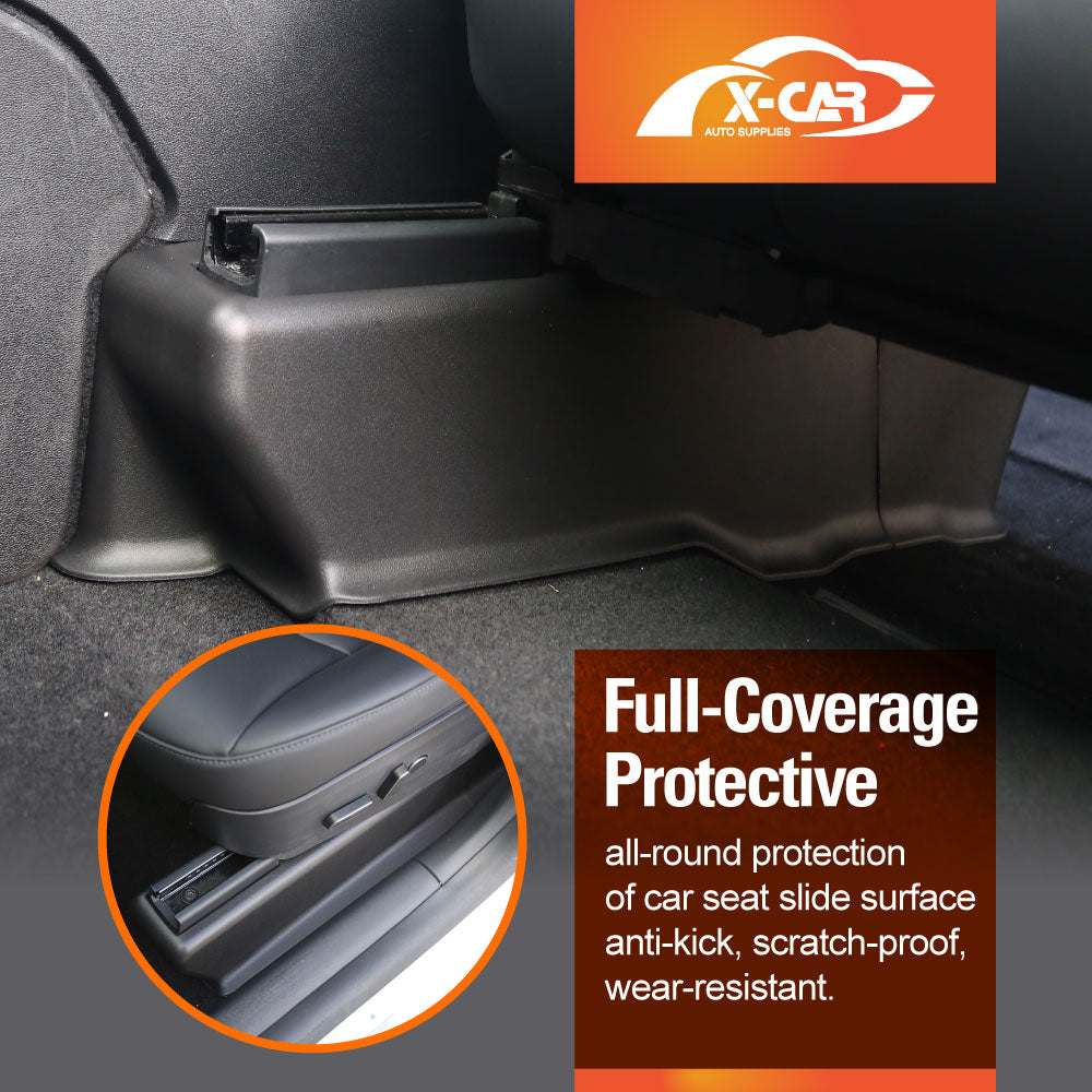 Tesla Model Y 2022-2025 Front Rear Under Seat Slide Rail Track Guards Pad Full Cover Protector Anti-Kick Corner Protection Case