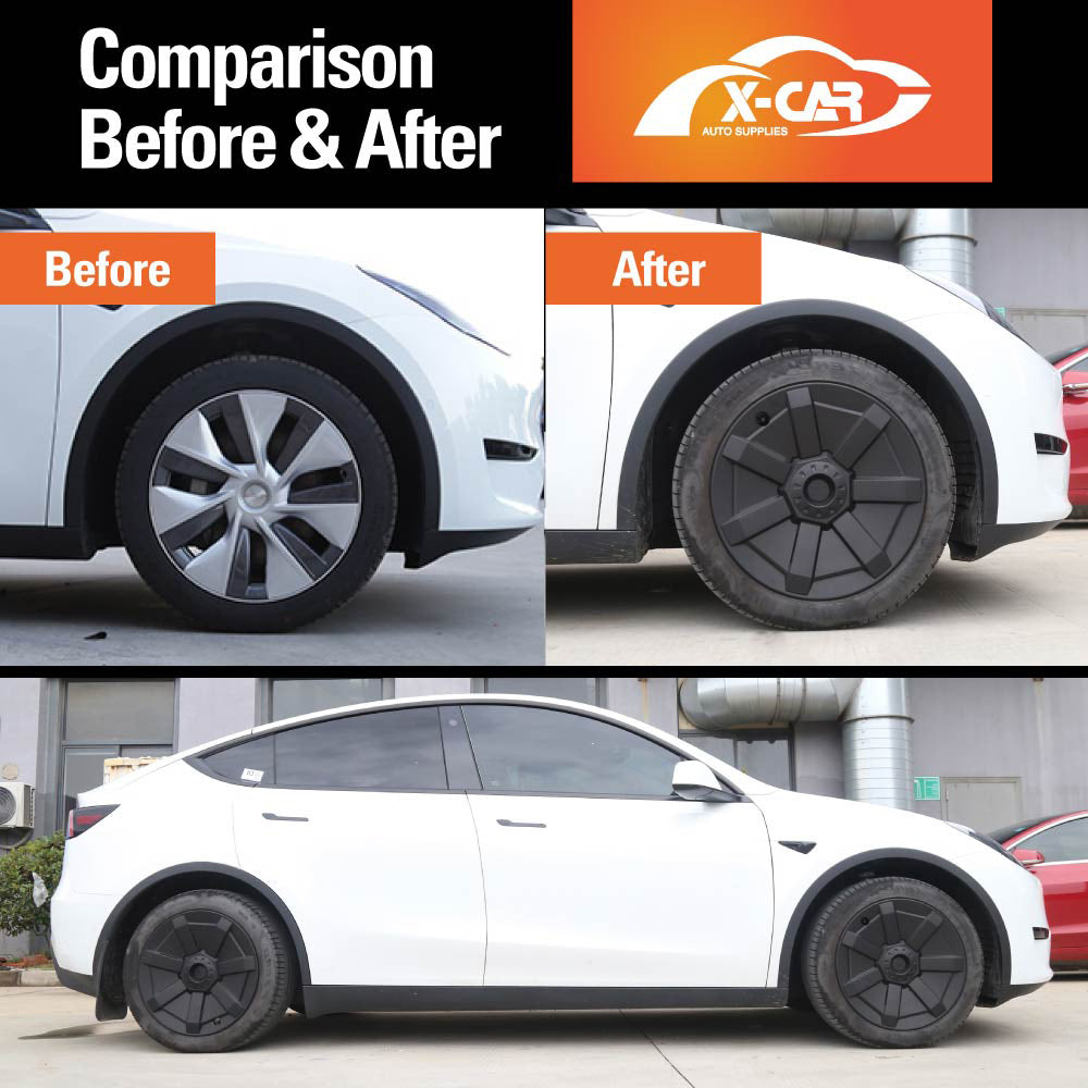 Tesla Model Y 2022-2025 Wheel Protector Cover Caps 19 Inch Rim Hubcap Hub Cap Cybertruck Style Matt Black (Set of 4)
