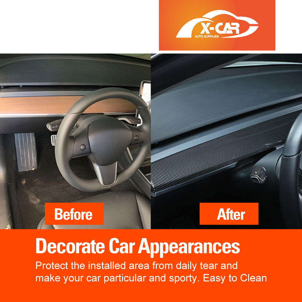 Tesla Model 3 2017-2023 and Model Y 2021-2025 Dashboard Cover Carbon Fiber Style Dash Cover Wrap Cap Trim Panel
