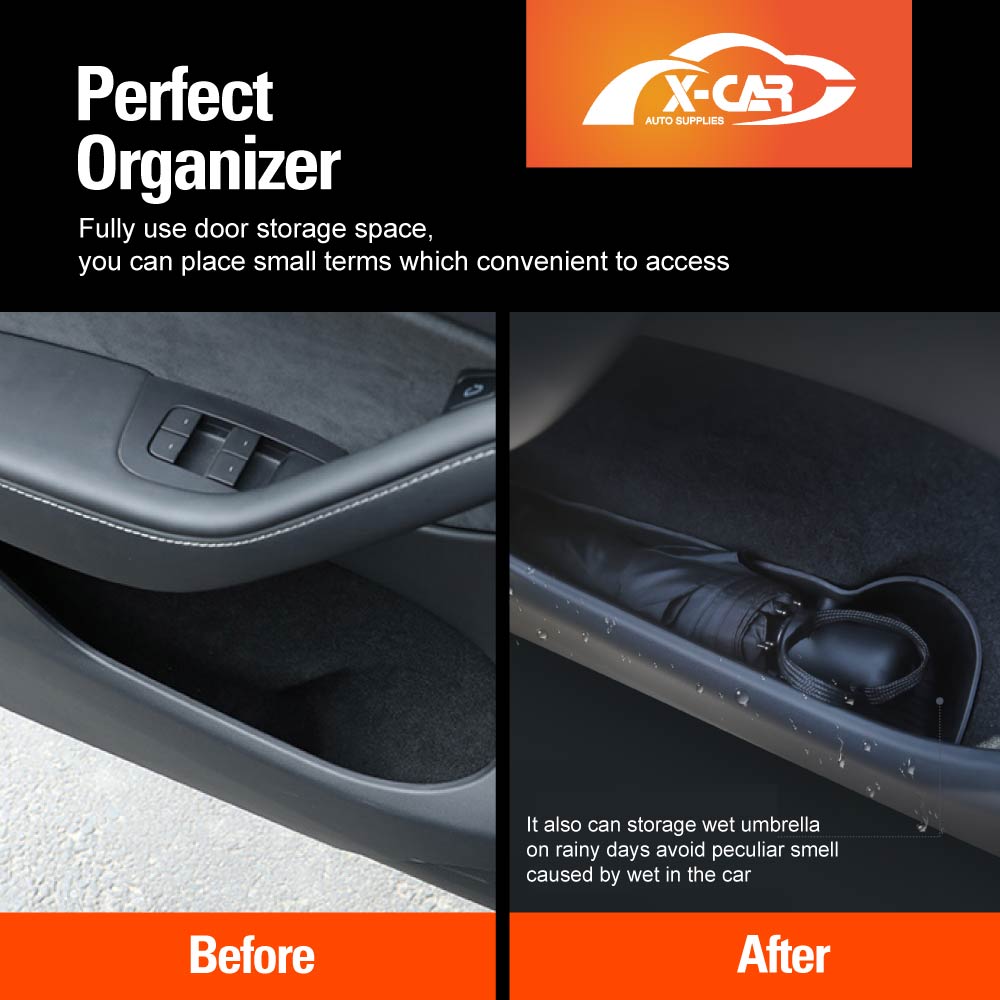 Tesla Model Y 2022-2025 Car Door Side Storage Box Tray Organizer Accessories Front and Rear Row Set of 4