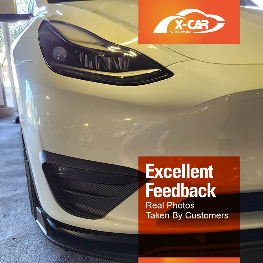 Tesla Model Y 2022-2025 Front Fog Light Cover Eyebrow Blade Trim Frame Glossy Carbon Fiber Style