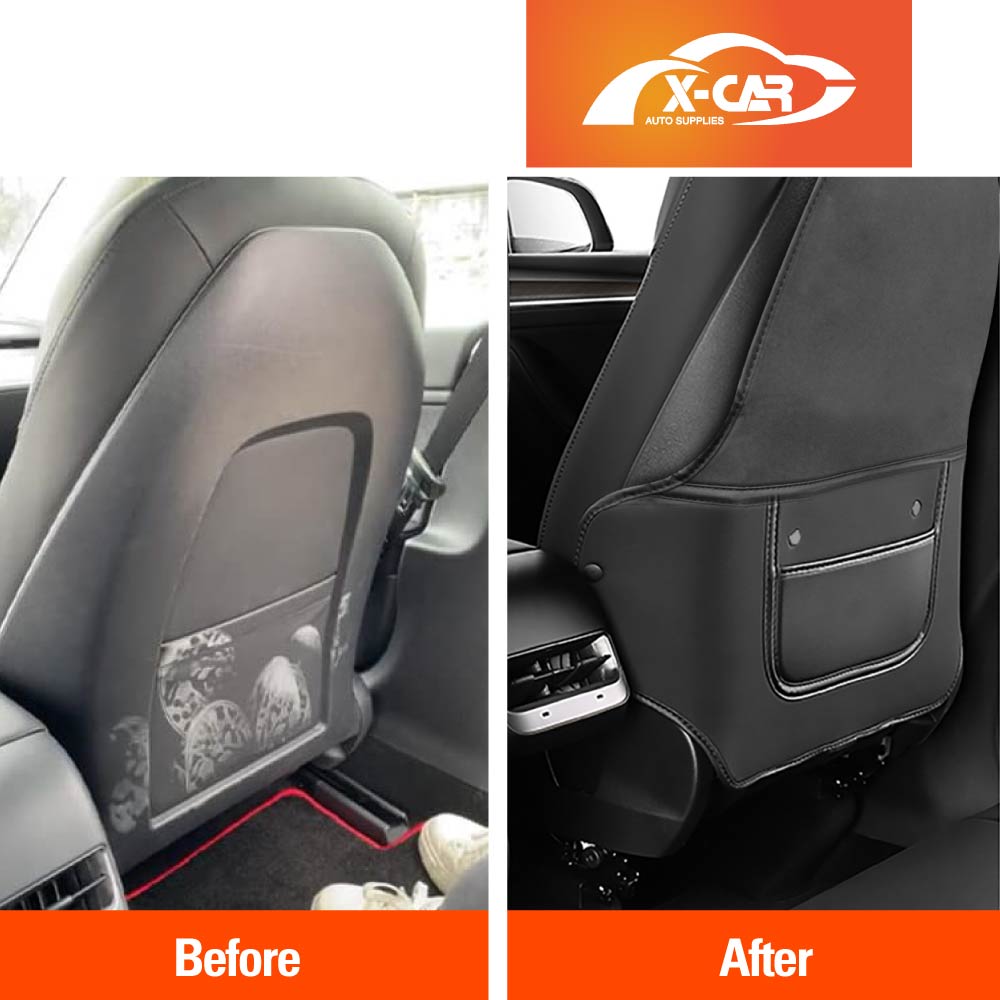 Tesla Model 3 Highland 2023-2025 Car Seat Back Protectors Kick Mats Cover Black Set of 2