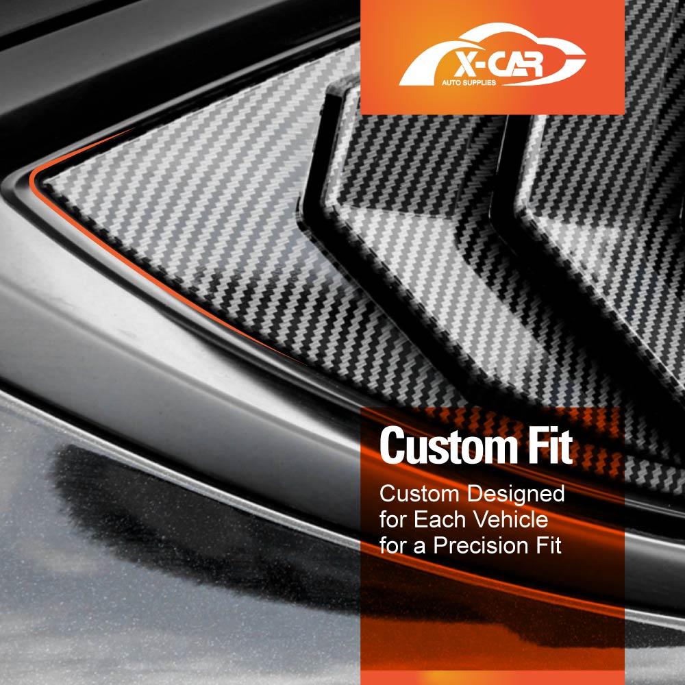 Tesla Model Y 2022-2025 Carbon Fiber Style Rear Side Port Window Louvers Air Vent Scoop Louver Cover Trim Sun Shade