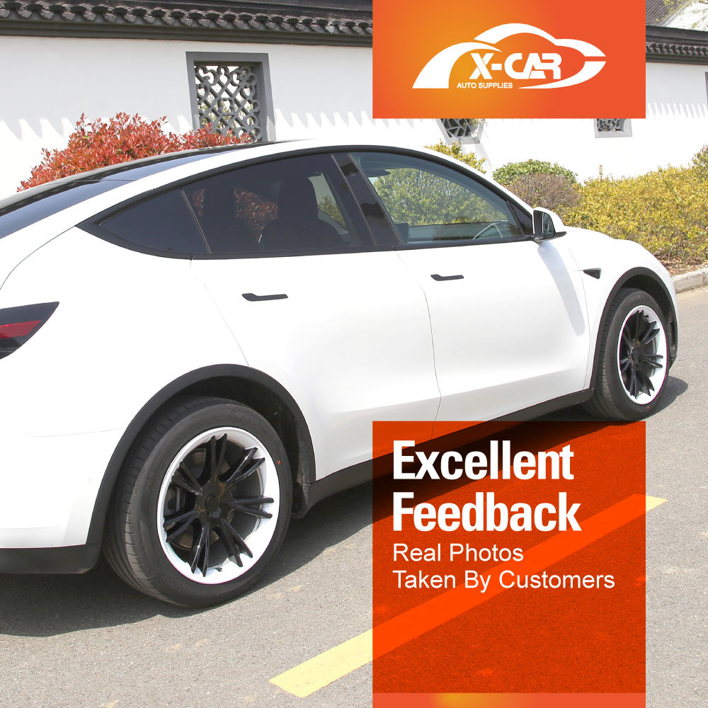 Tesla Model Y 2021-2025 Gemini Wheel Protector Cover Caps 19 Inch Rim Hubcap Replacement Hub Cap Gloss Black and White
