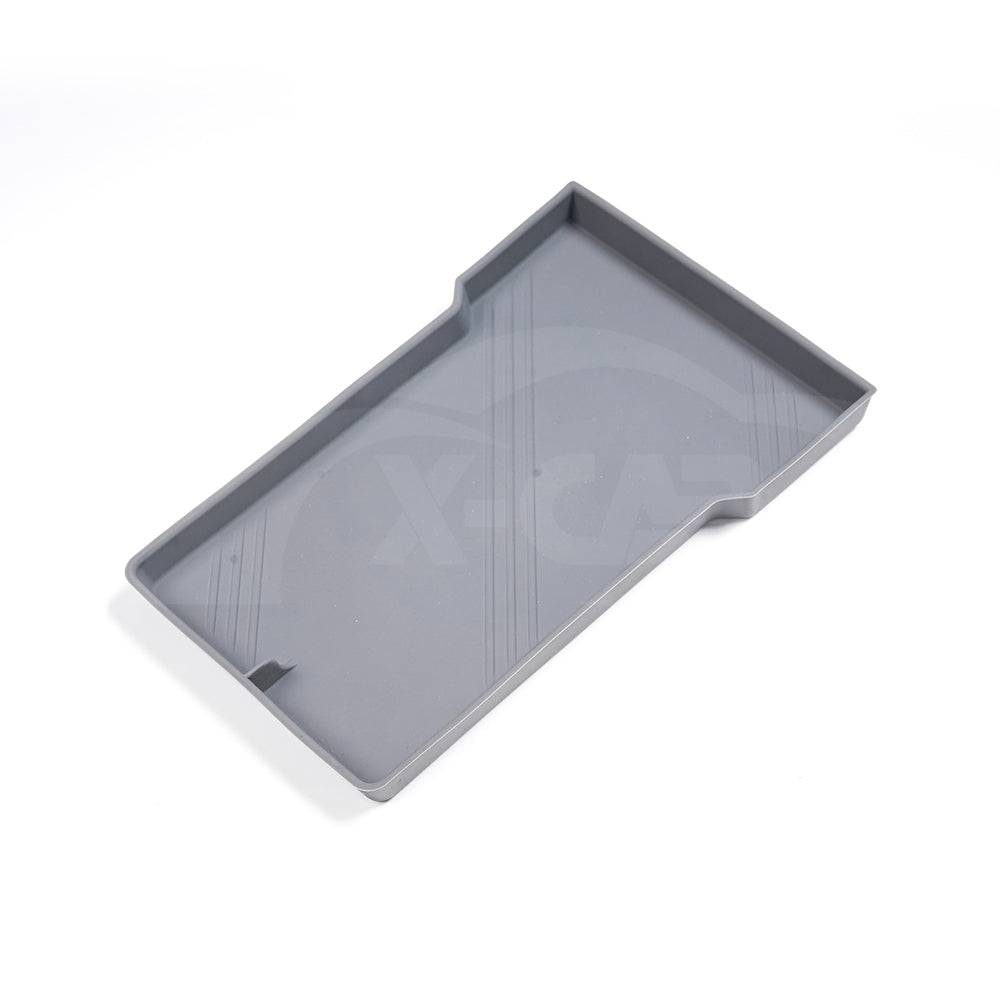 Grey Soft Silicone Armrest Storage Organizer Mat for Tesla Model 3 Highland 2023-2025 Center Console Non-Slip Pad