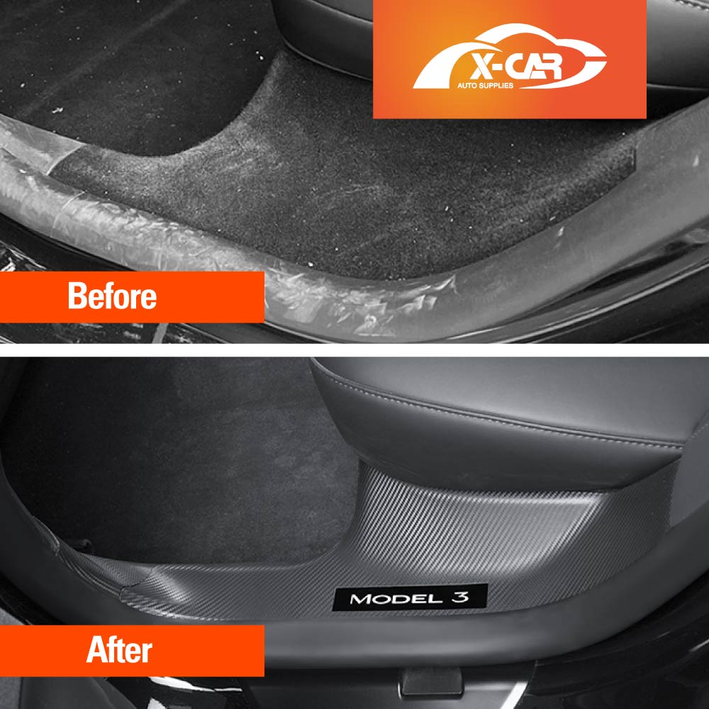 Tesla Model 3 Highland 2023-2025 Carbon Fiber Style Front Rear Door Sill Plate Protector Car Threshold Scuff Trim Covers Guards Accessories