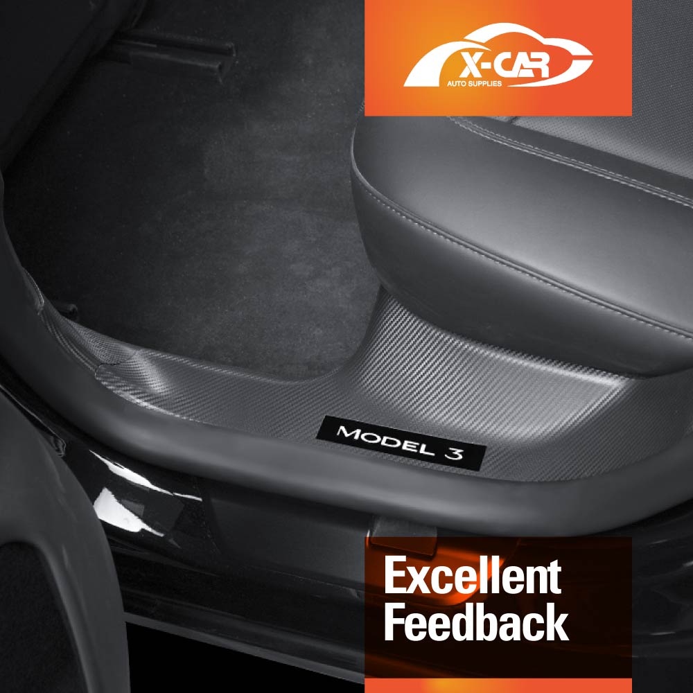 Tesla Model 3 Highland 2023-2025 Carbon Fiber Style Front Rear Door Sill Plate Protector Car Threshold Scuff Trim Covers Guards Accessories