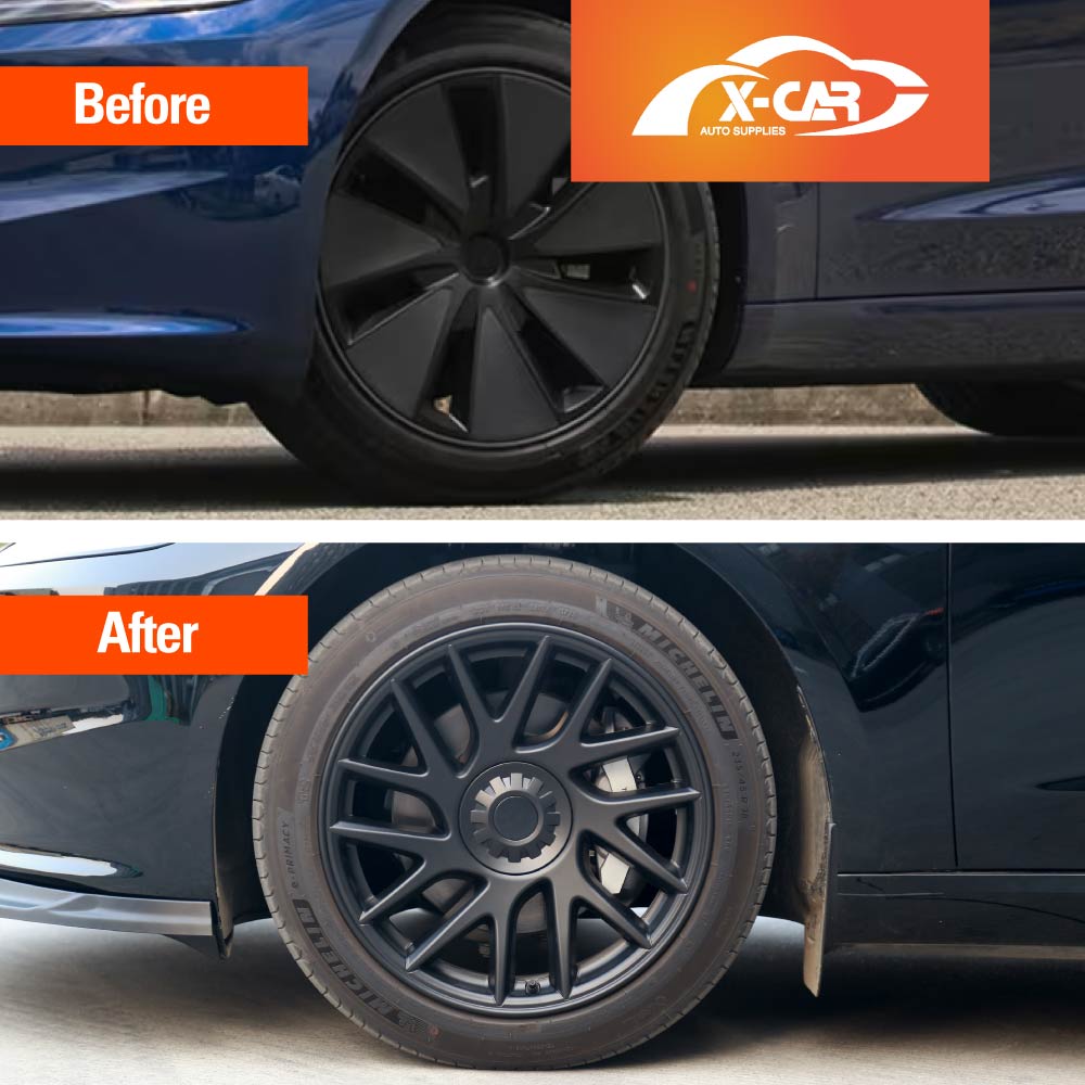 Tesla Model 3 Highland 2023-2025 Wheel Protector Cover Caps 18 Inch Rim Hubcap Hub Cap Matt Black Set of 4