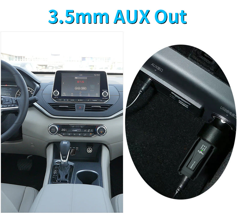 Bluetooth 5.0 Receiver FM Transmitter Wireless Audio Adapter 2-in-1 with 3.5mm for Car TV PC Stereo System Headphones Speaker