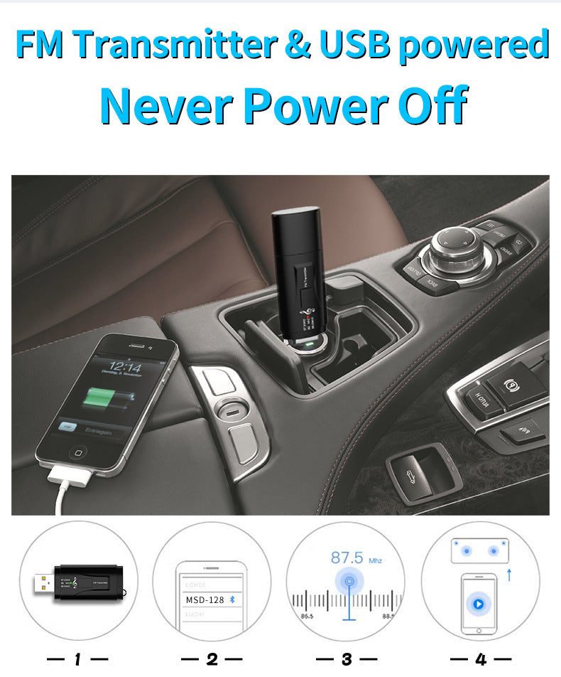 Bluetooth 5.0 Receiver FM Transmitter Wireless Audio Adapter 2-in-1 with 3.5mm for Car TV PC Stereo System Headphones Speaker
