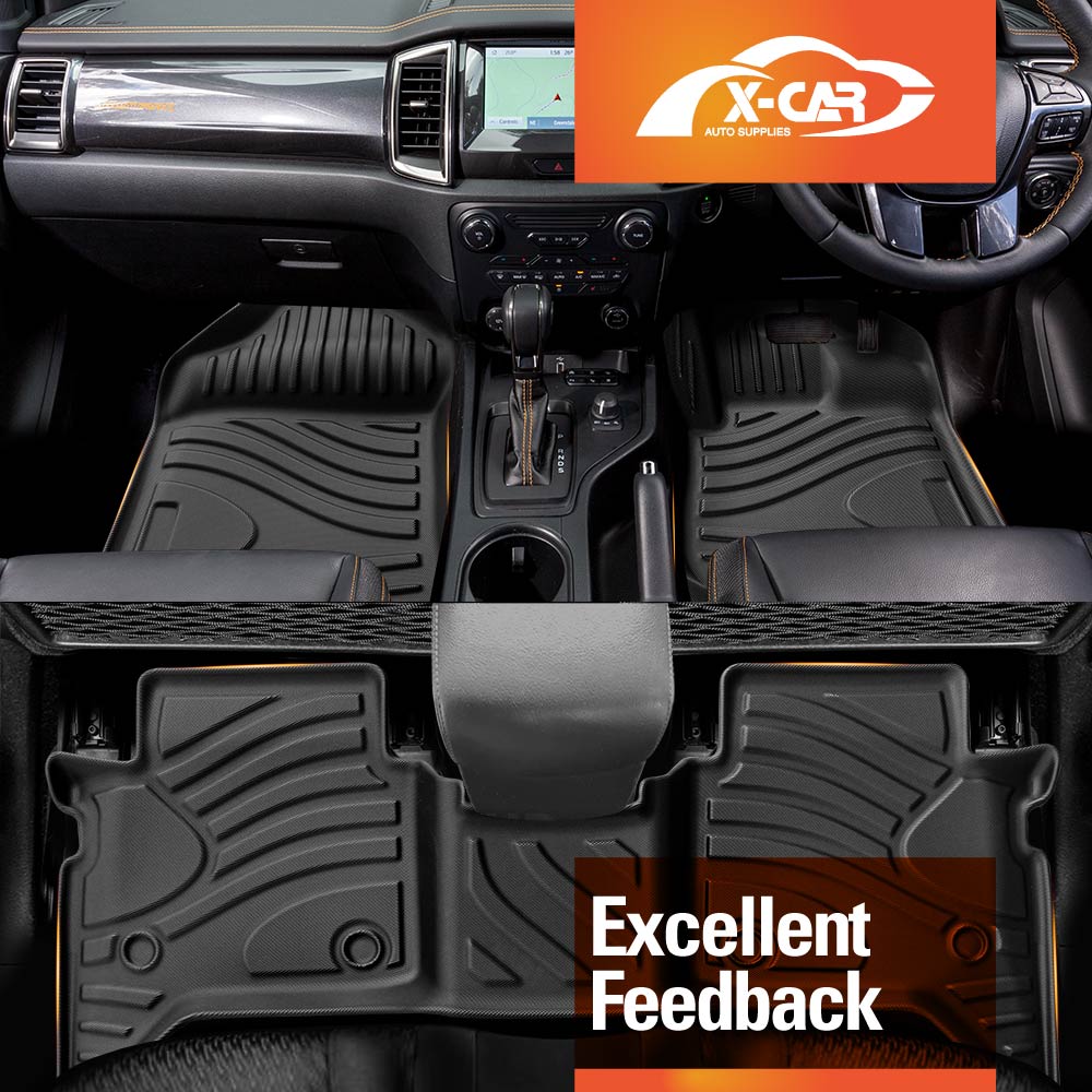 3D Heavy Duty All Weather Car Floor Mat Carpet Liner Complete Set for Ford Ranger PX PX2 PX3 Dual Cab 2011-2020