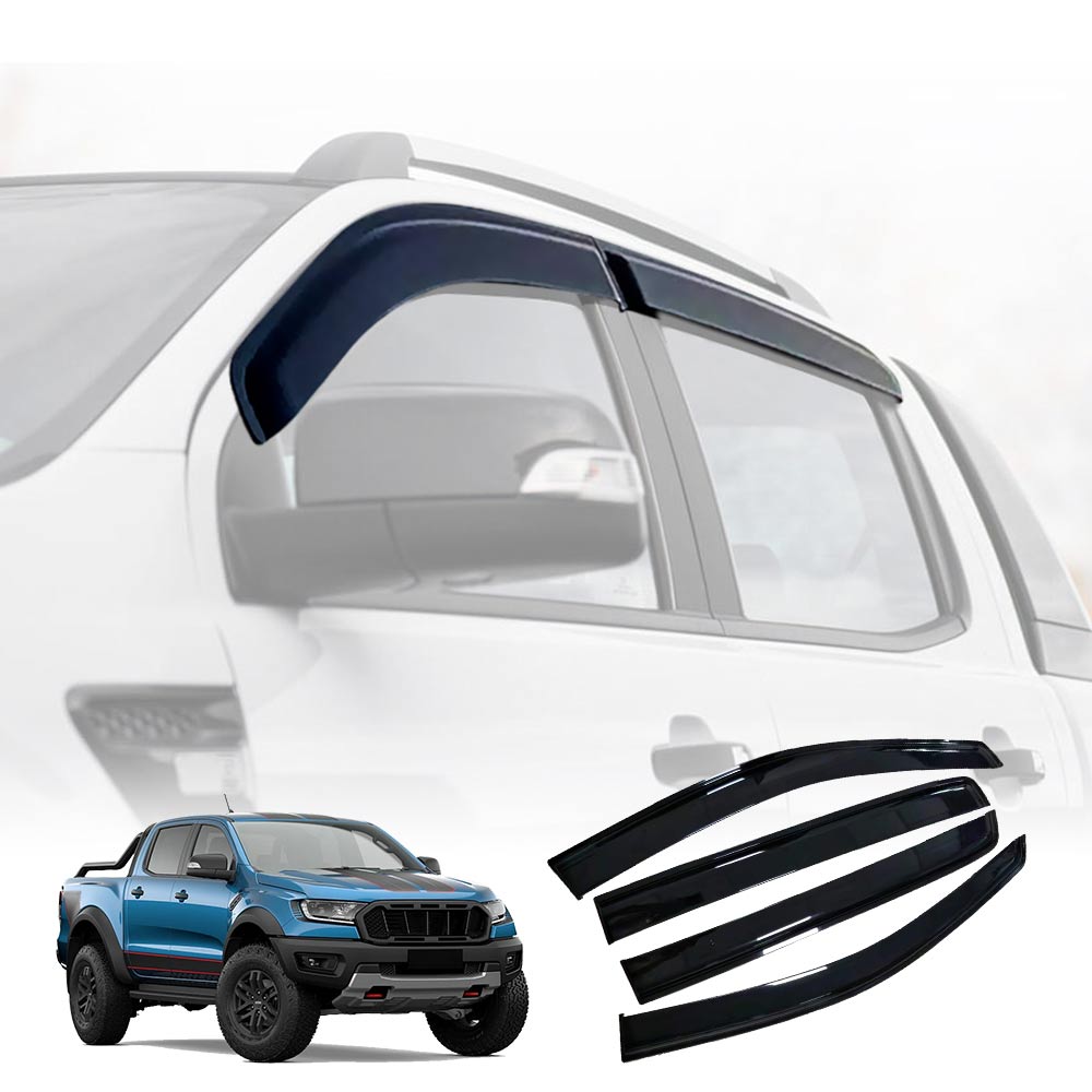 Weathershields for Ford Ranger Dual Cab 2011-2022 Car Weather Shields Wind Deflectors Window Sun Visor 4-Piece Set