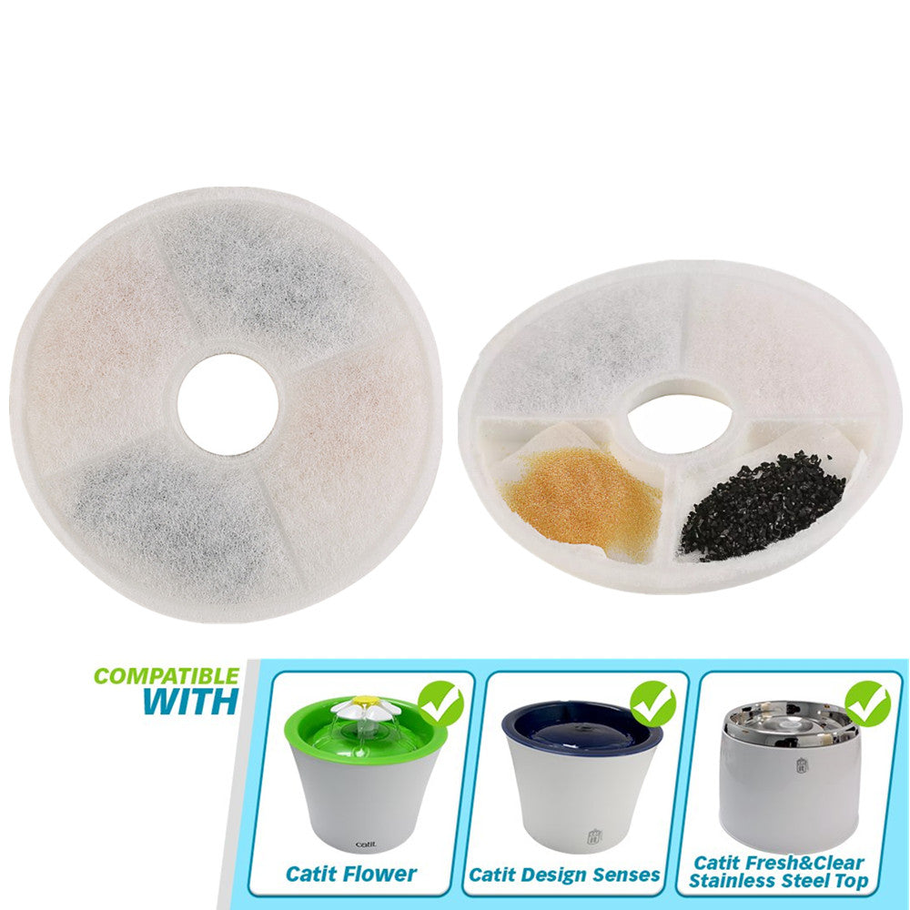 5 Packs Replacement Triple Action Water Filter for Catit Senses 2.0 Flower/Fresh & Clear/Design Senses Fountain