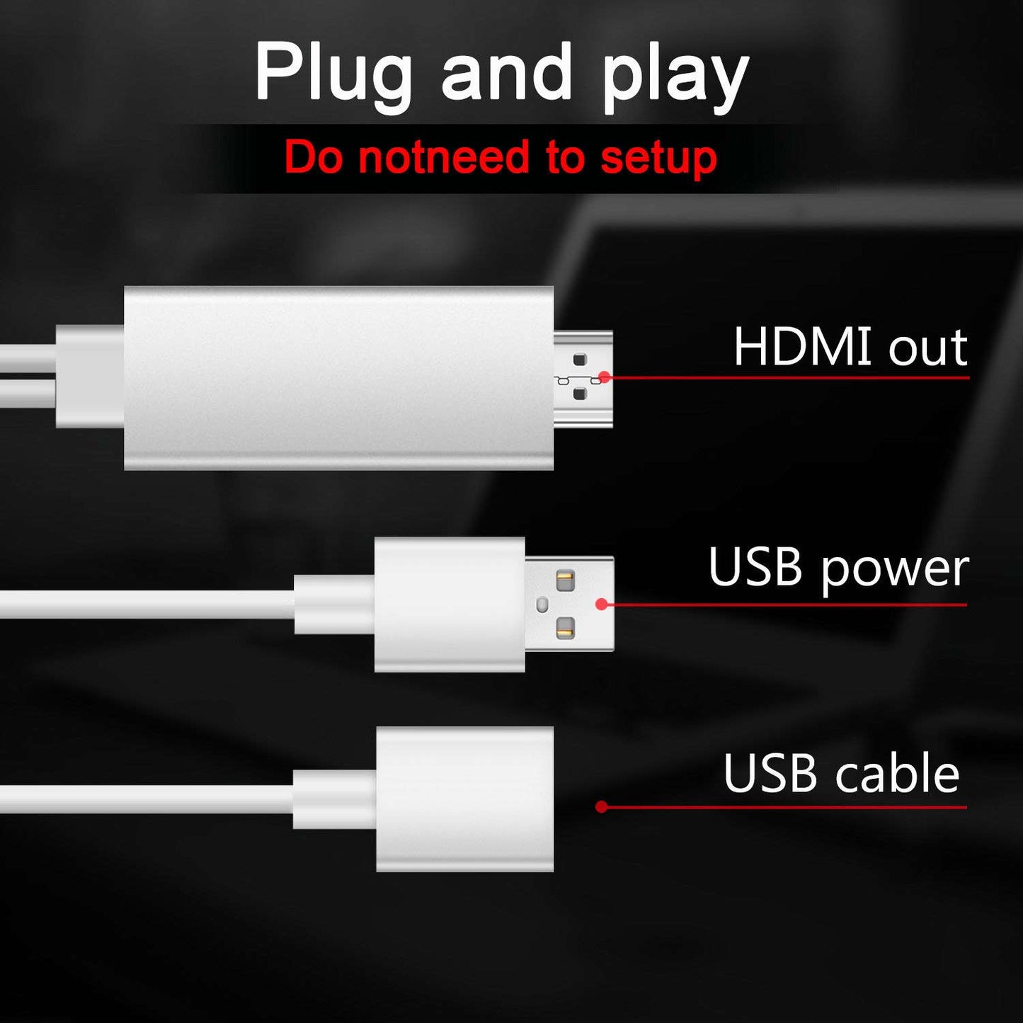 8 Pin Lightning to HDMI Digital AV Adapter Cable For iPhone X 8 7 6 iPad Air Pro