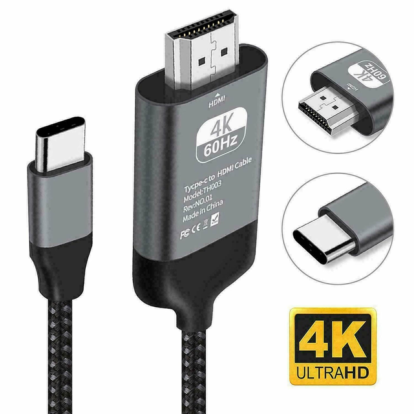 4K USB Type C 3.1 Male to HDMI Male HDTV AV TV Adapter Converter Cable For Samsung Galaxy S9 S10 S20 S21 Note 9 10 20 MacBook