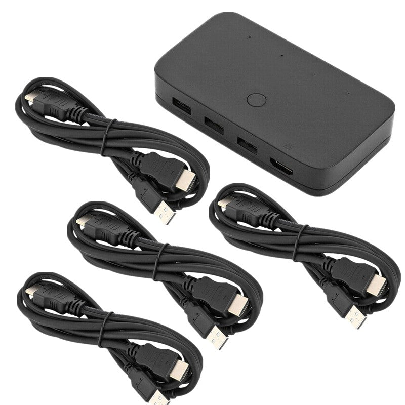 4-Port KVM Splitter USB HDMI KVM Switcher Box For Keyboard Mouse Monitor PC Sharing
