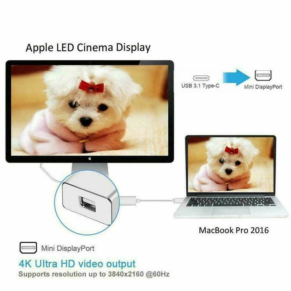 USB 3.1 Type C to Mini Display Port DP 4K Video Adapter for Mac Mini/ MacBook Pro Air/Surface Book 2/Dell XPS 13 15/Samsung S8 S9 note 8 9