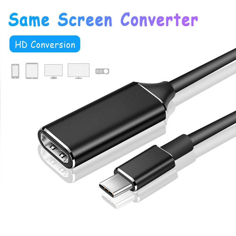 4K USB-C Type C USB 3.1 Male to HDMI Female HDTV Adapter Converter Cable for MacBook Pro,Dell XPS 12 13 15,Samsung Galaxy S9 S10 S20 S21