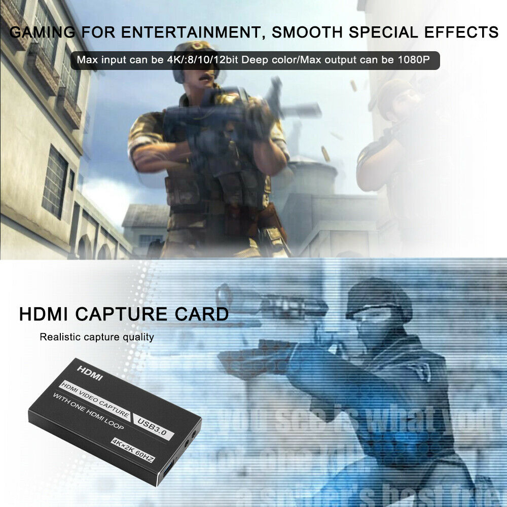 USB 3.0 HDMI Video Capture Card with Mic 4K 1080P 60fps Game Video Record Live Streaming Recorder